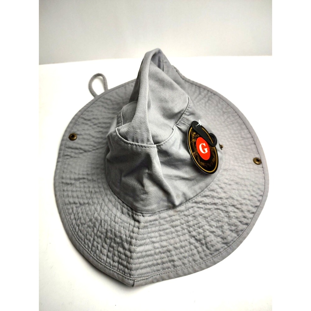 Gelante Bucket Hat S/M  Grey Hat with Chin Cord Snap Sides Cotton‎ New